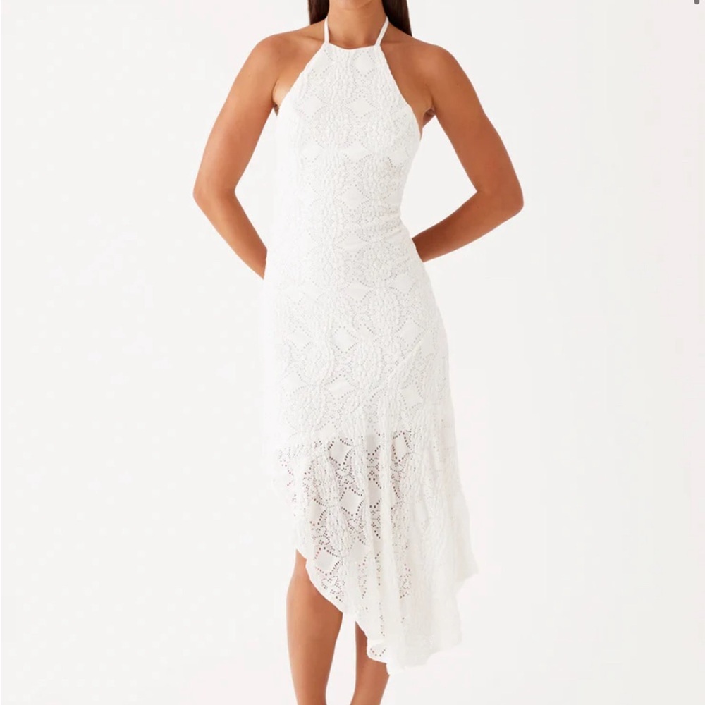 Peppermayo White Crochet Maxi Dress